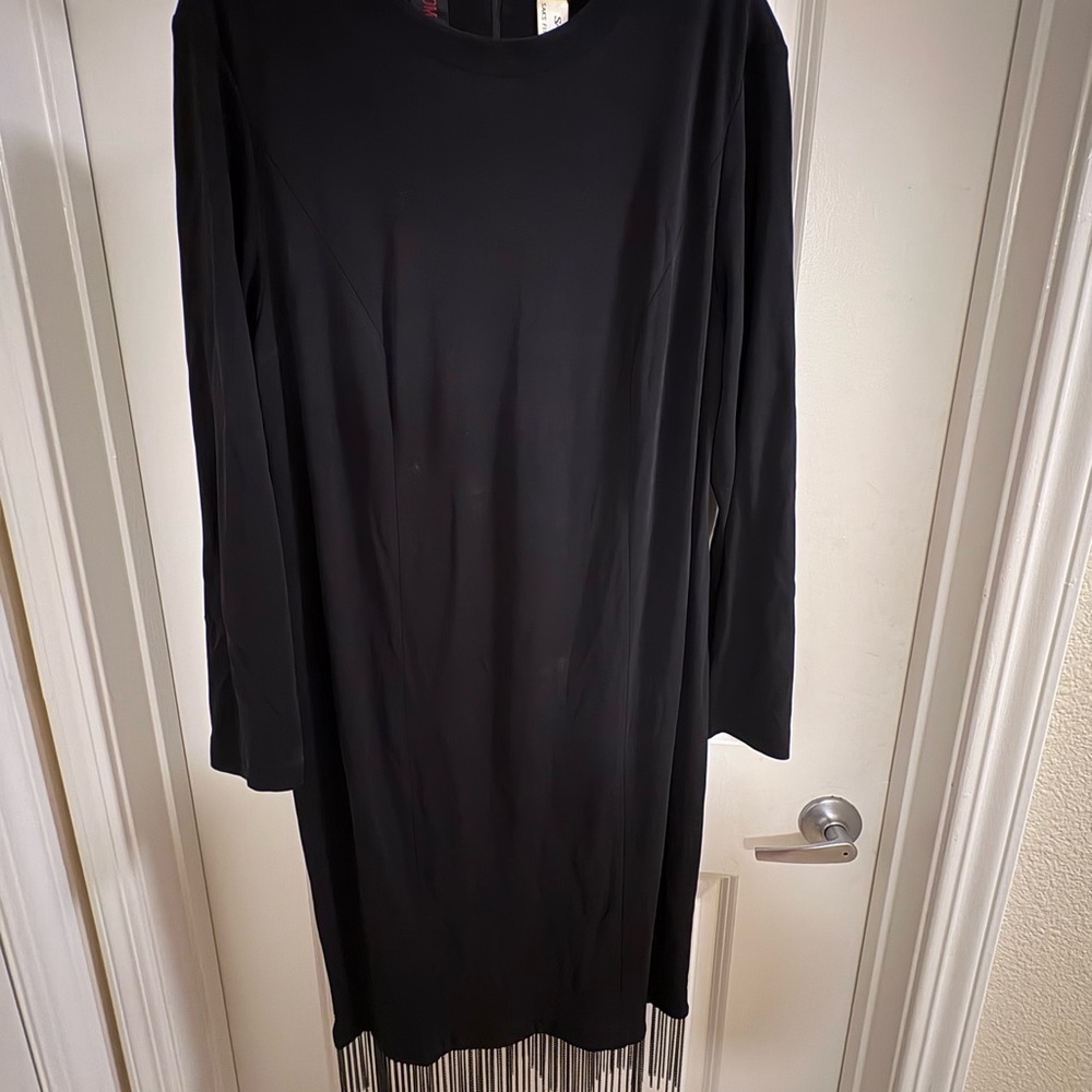 Saks Fifth Avenue Elegant Black Fringe Dress
